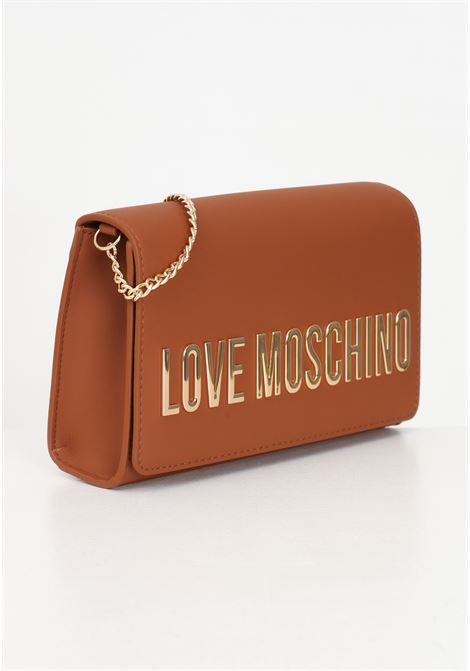 Borsa a tracolla marrone da donna con logo metallico LOVE MOSCHINO | JC4103PP1LKD0208